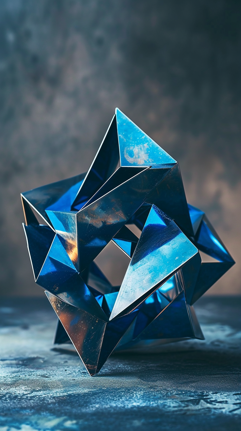 Blue Metal Triangles Icosahedron