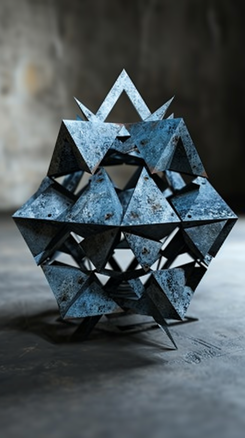 Blue Metal Triangles Spherical Parallelepiped