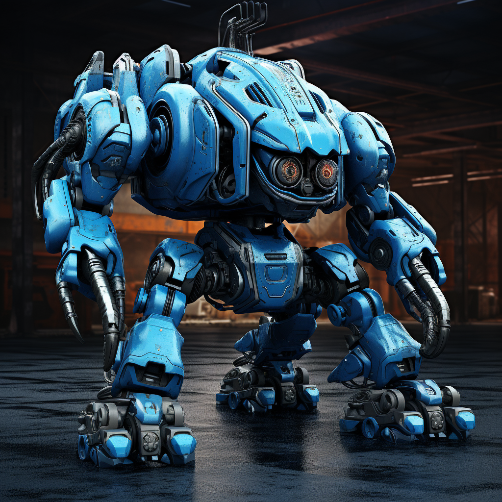 Blue futuristic war robot