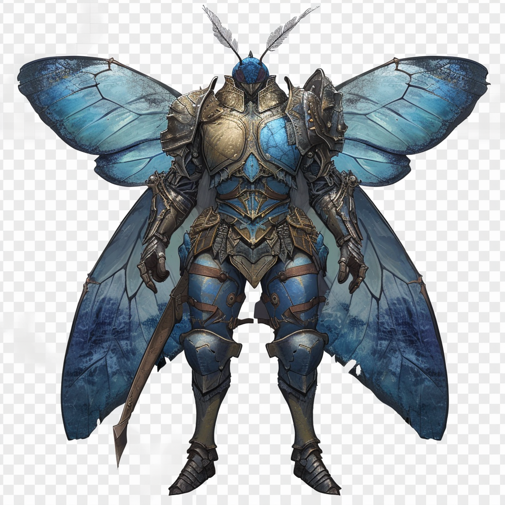 Blue moth in armor