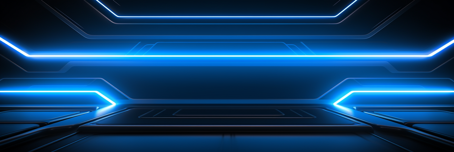 Stylish blue neon border on black rectangle