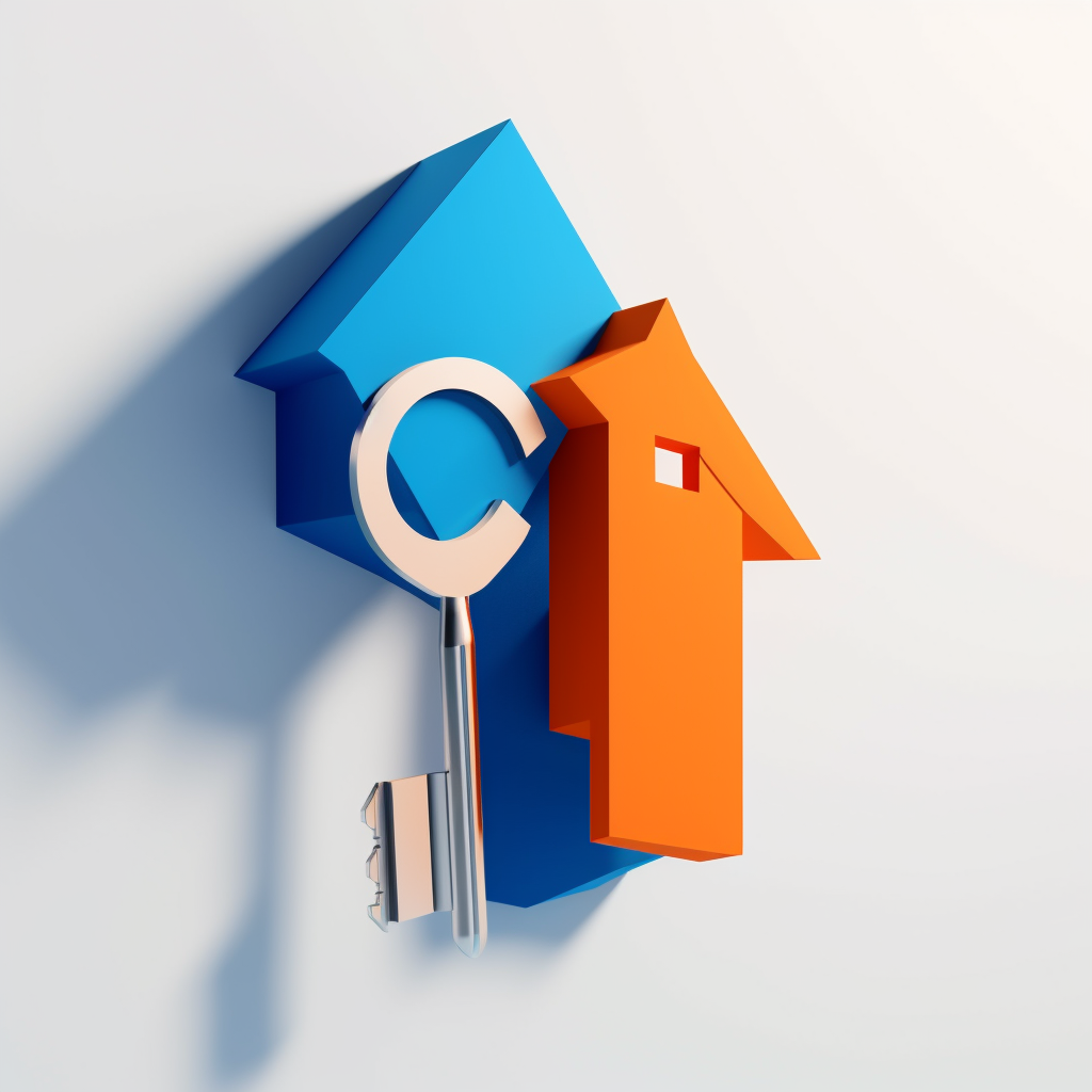 Minimalistic blue and orange house silhouette representing Airbnb