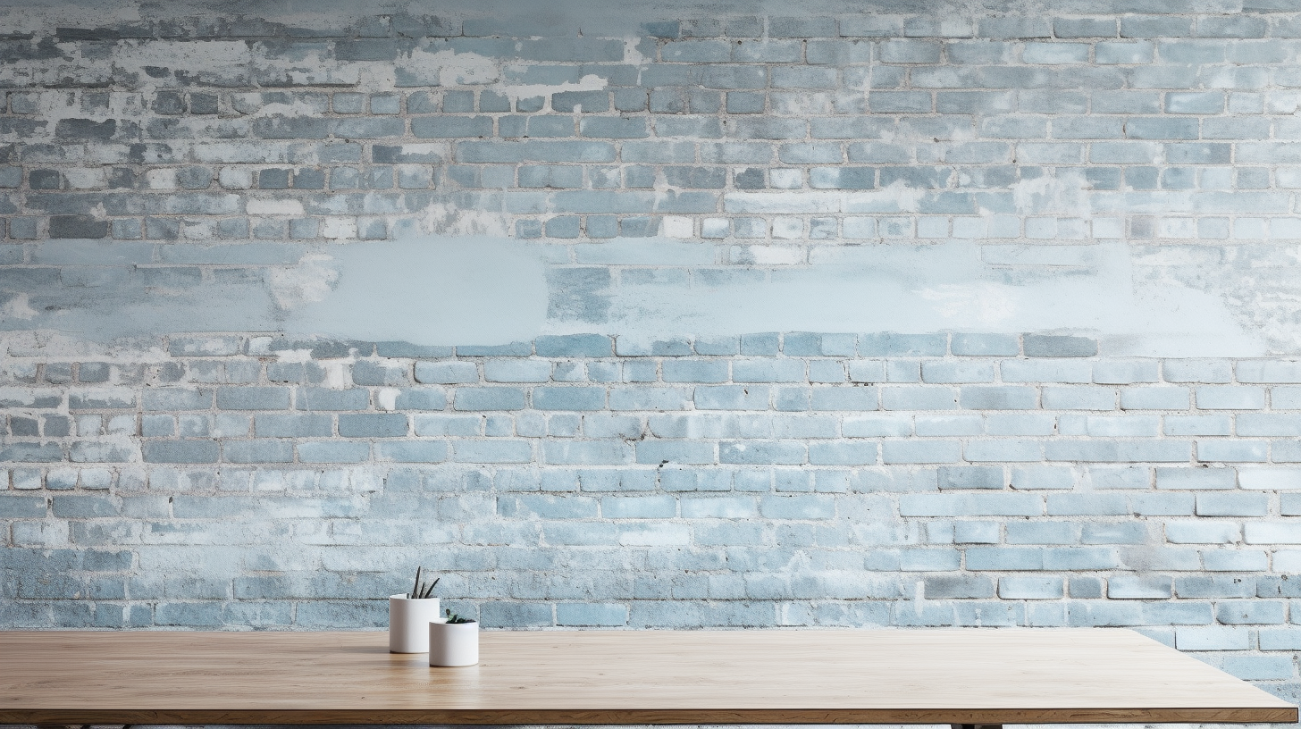 Light blue painted brick wall