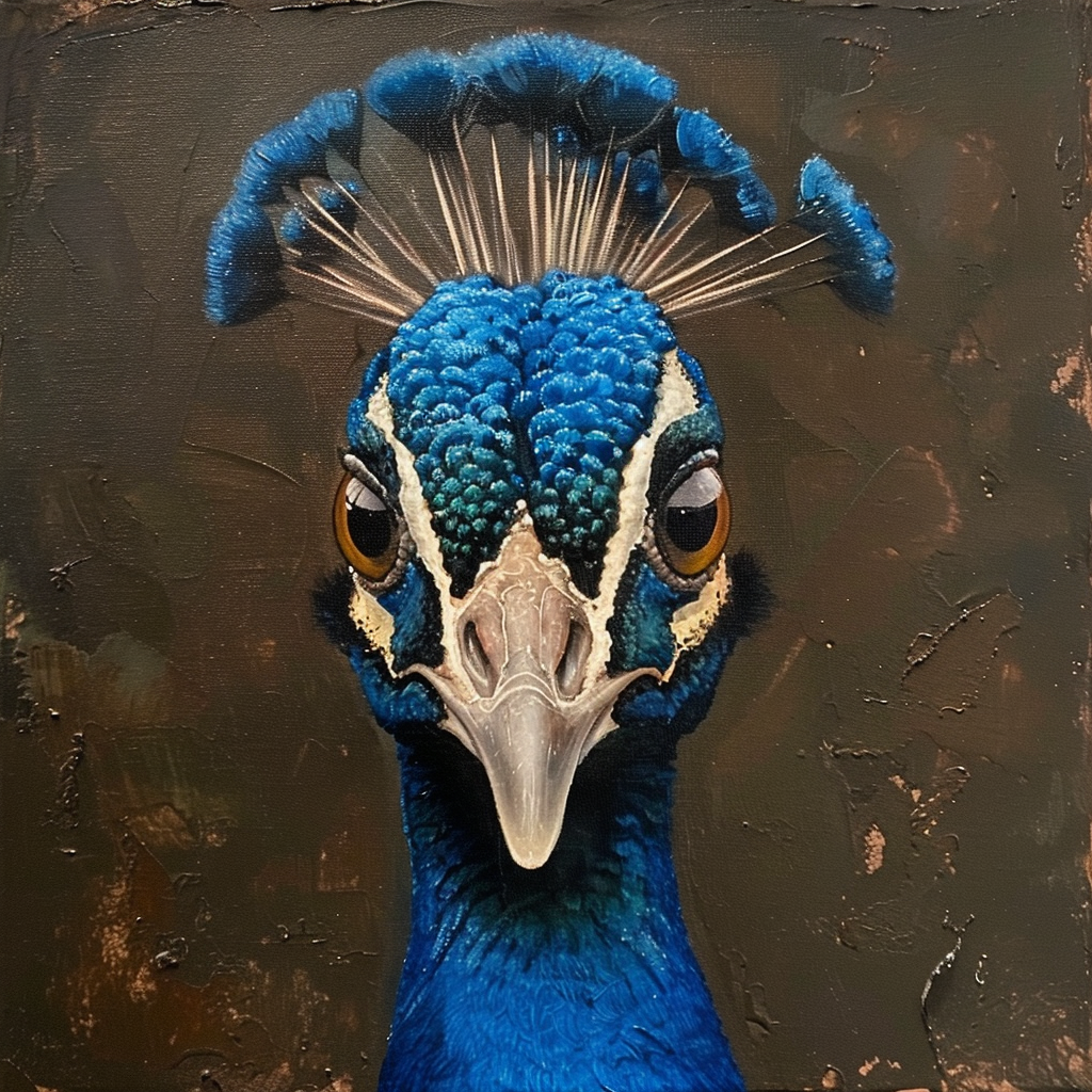 Blue peacock acrylic painting camera