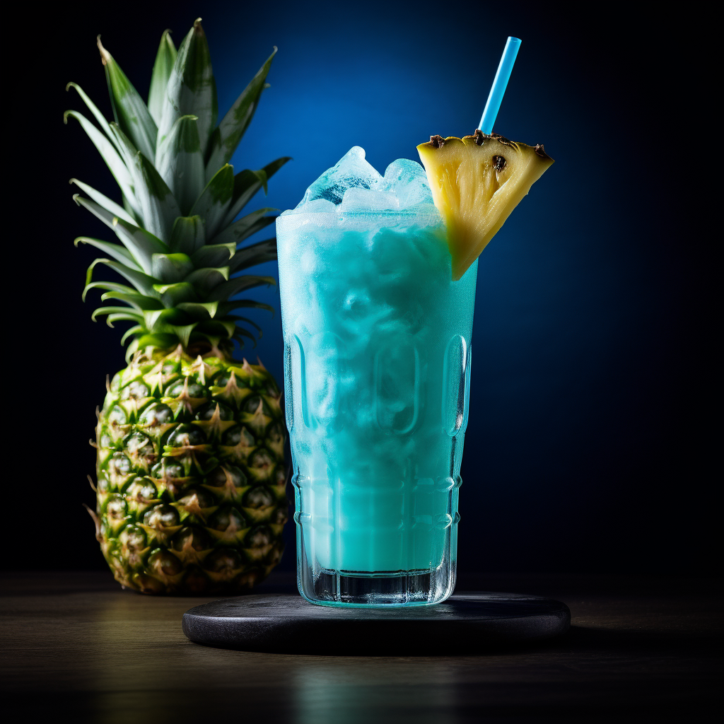 Refreshing blue piña colada cocktail