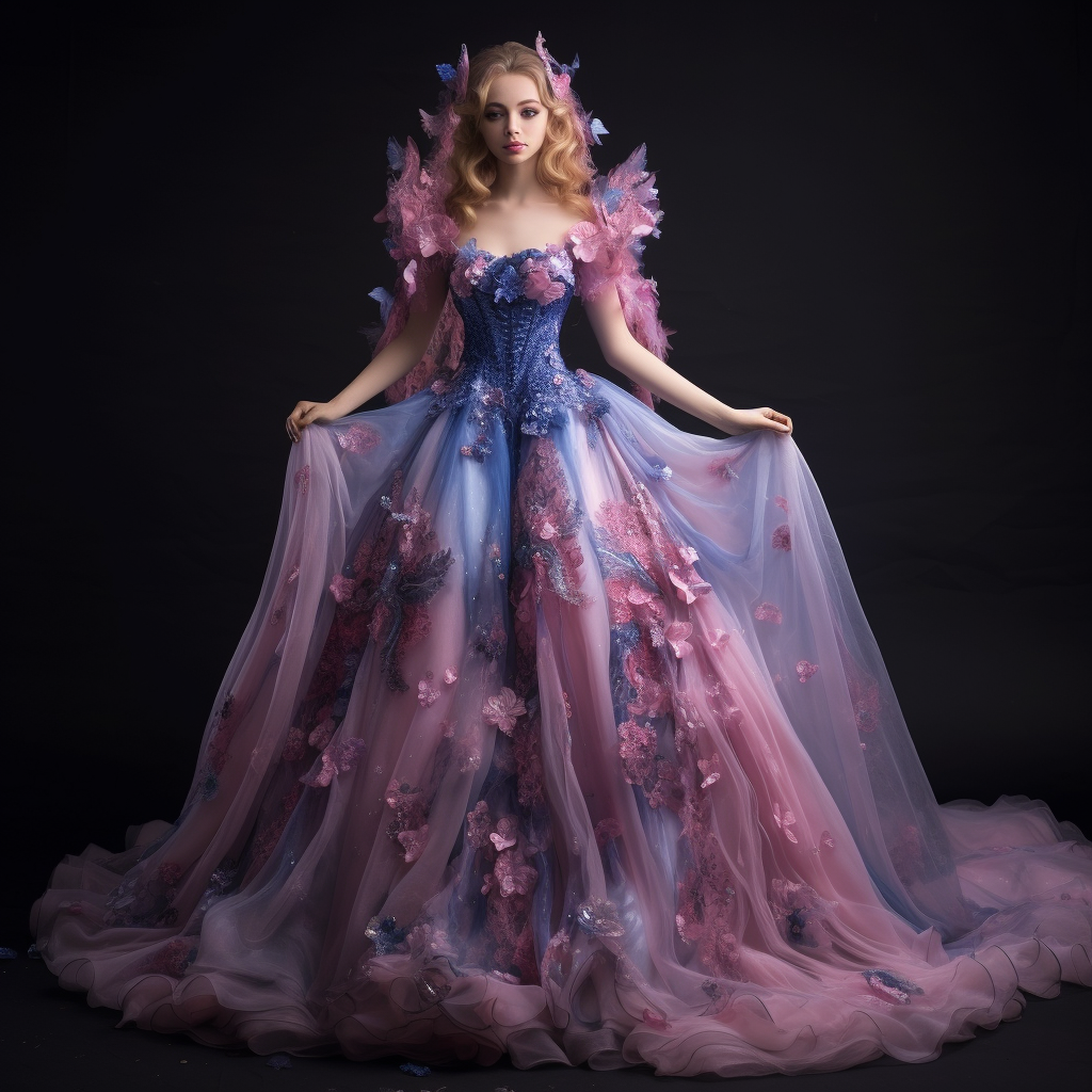 Beautiful blue and pink gown for a fairy