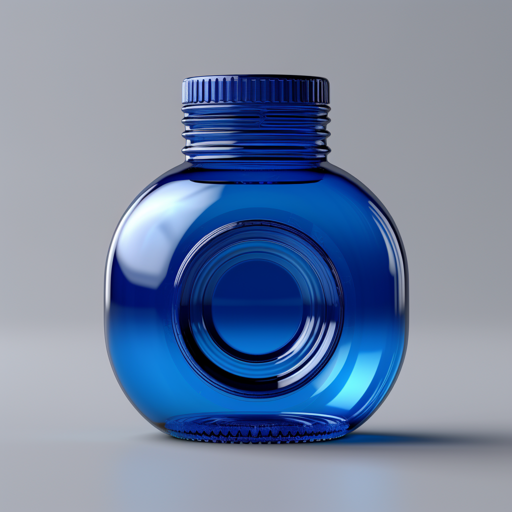 Blue Plastic Bottle with Open Cap