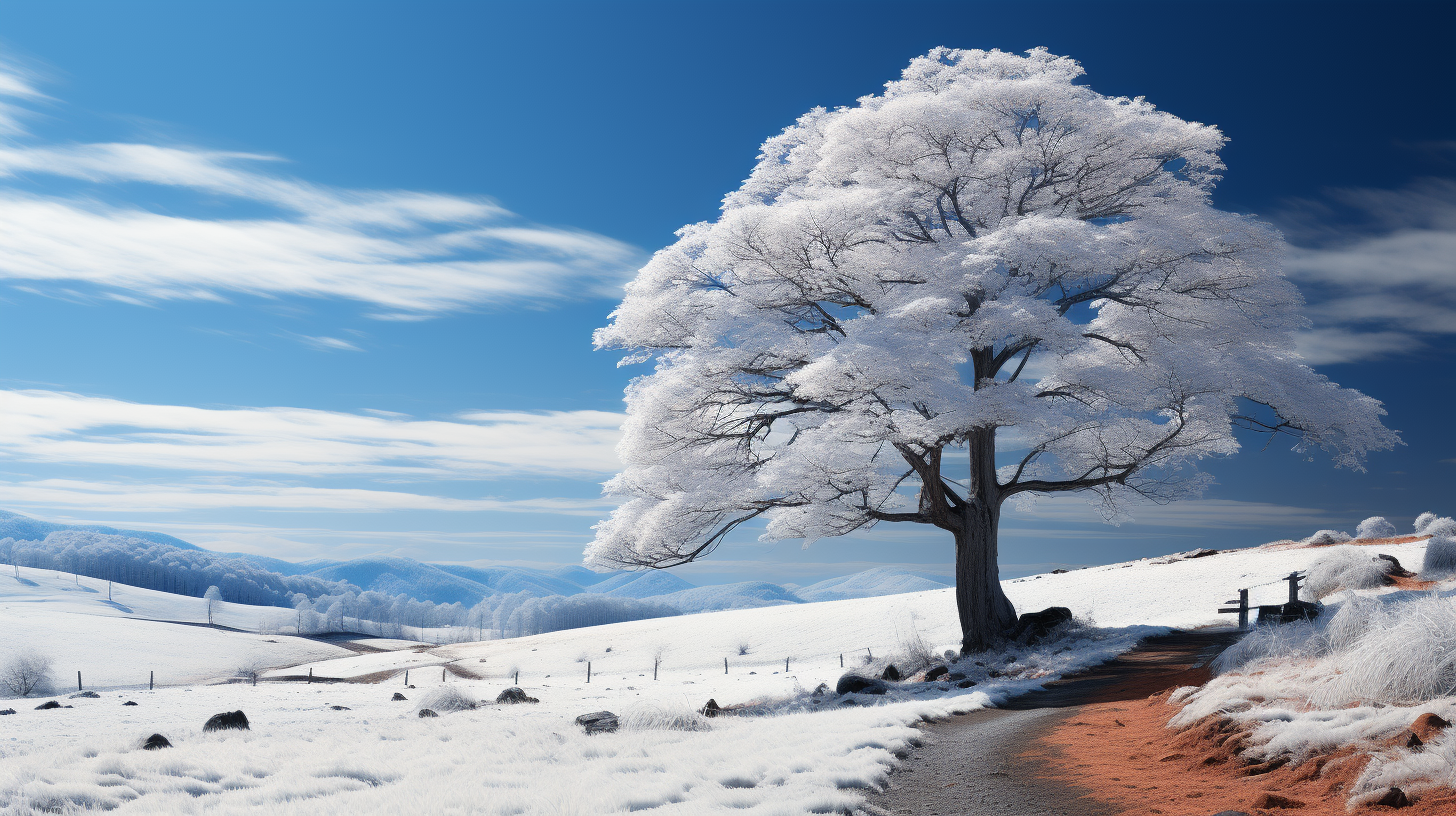 Snow-covered Blue Ridge Parkway in winter