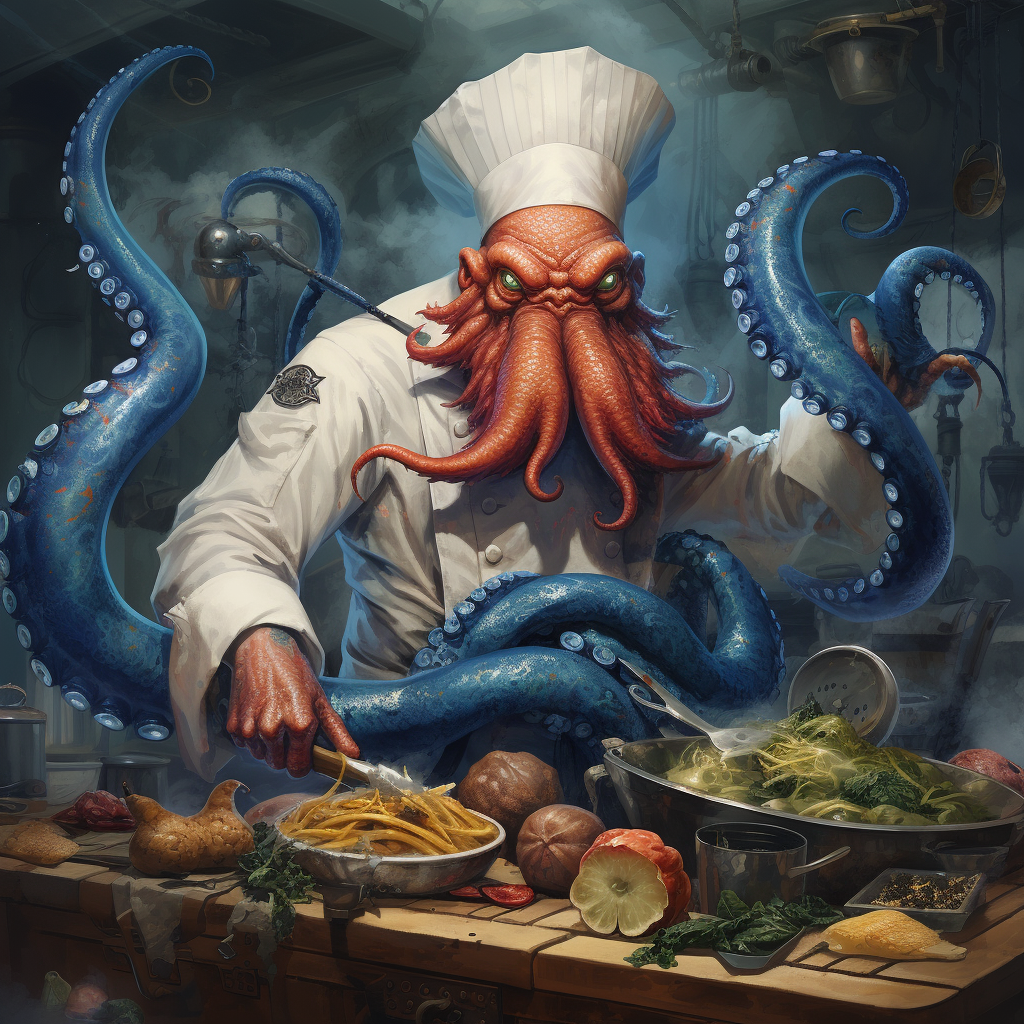 Blue Ring Octopus Pirate Chef Dinosaur