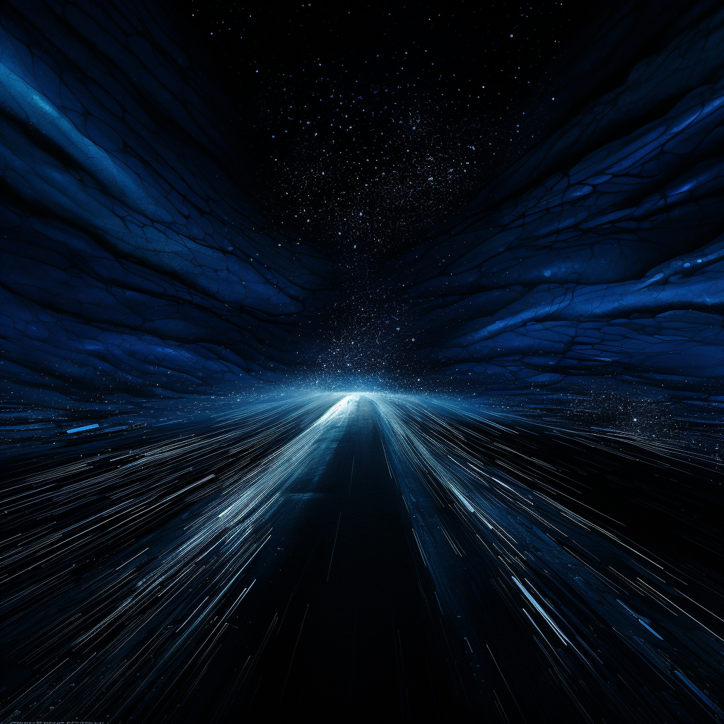 Vibrant blue road on dark background