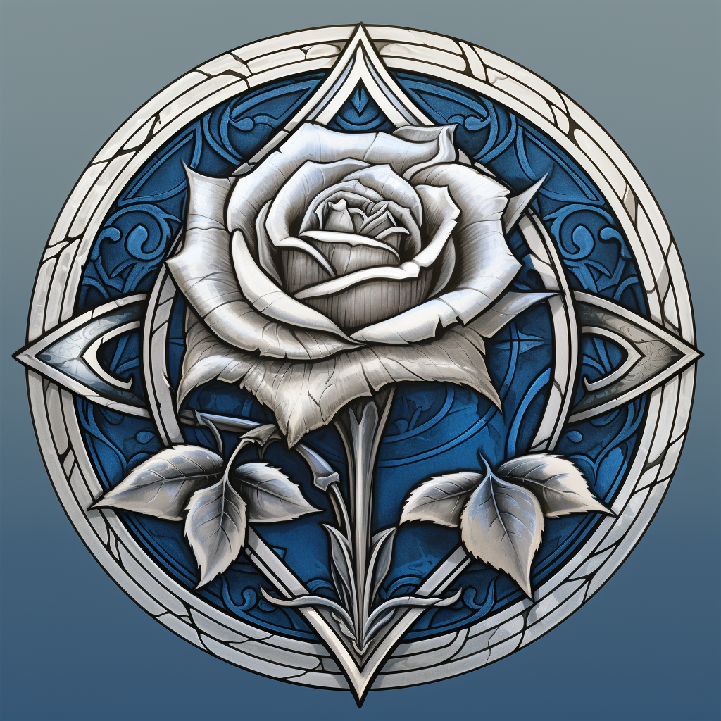 Medieval Crest Logo with Blue Rose