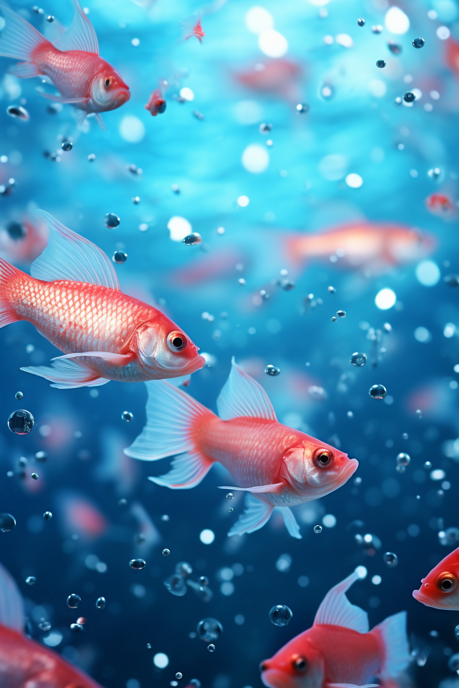 Vibrant red fishes in a blue sea