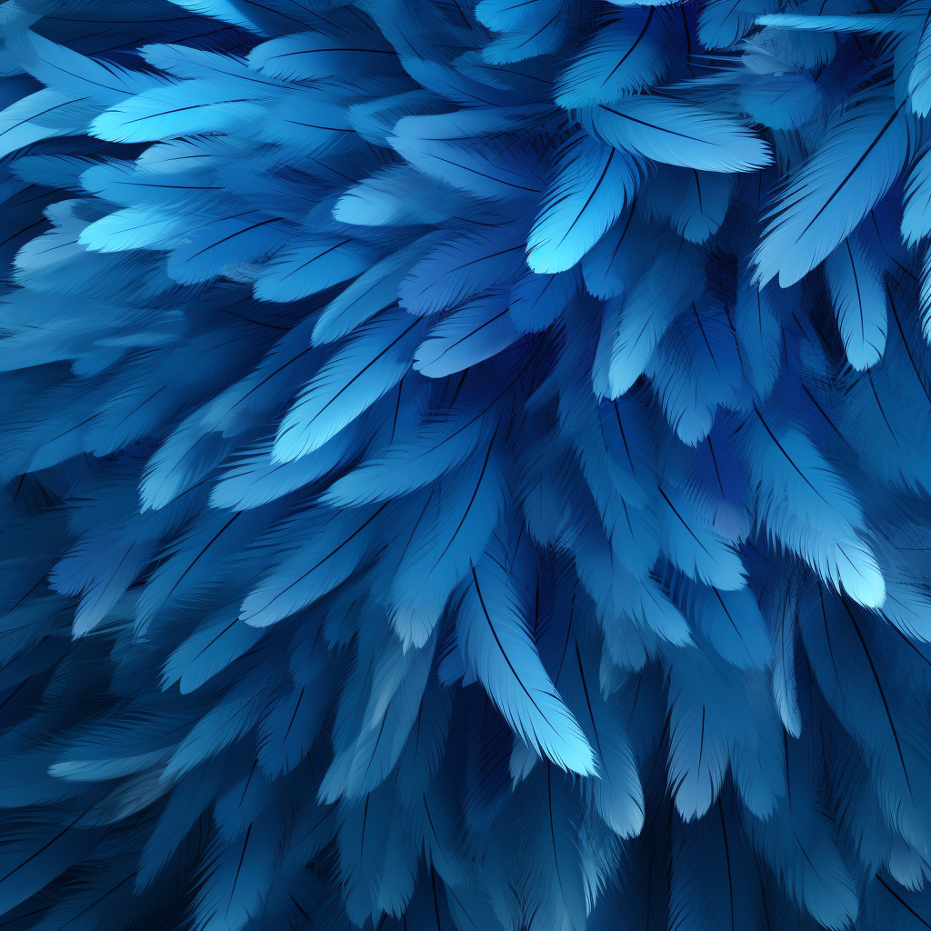 Blue shining feathers in low polygon style