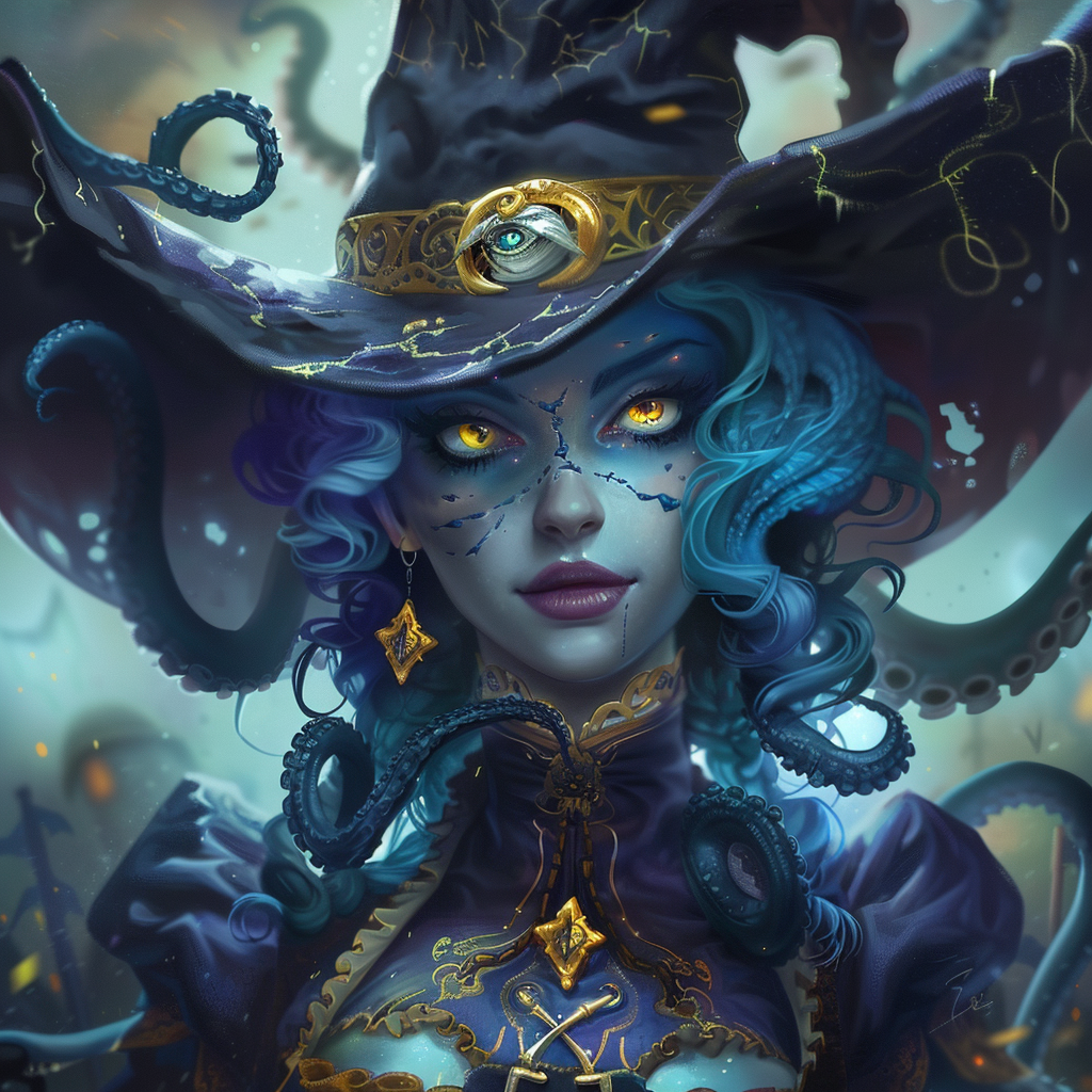 Blue Skinned Witch with Tentacles