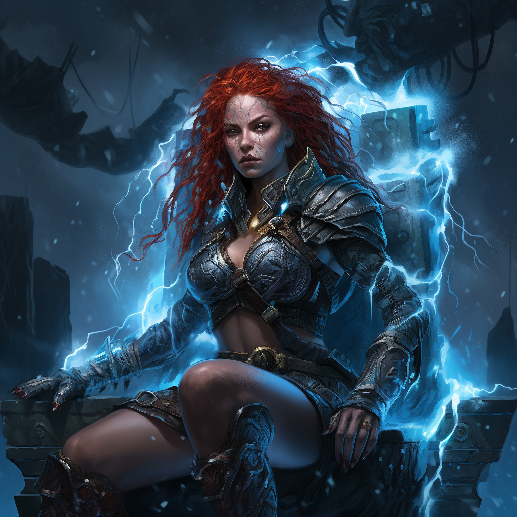 Orc warrior girl with lightning