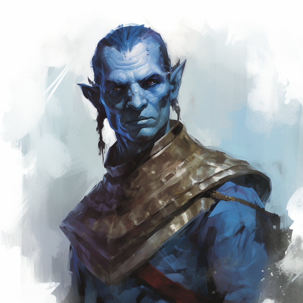 Blue-skinned sorcerer with static electricity fingertips