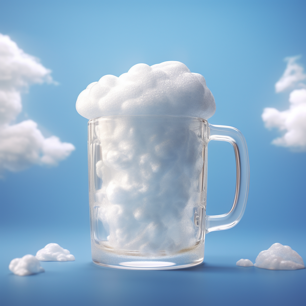 Blue Sky White Puffy Cloud Beer Foam Image