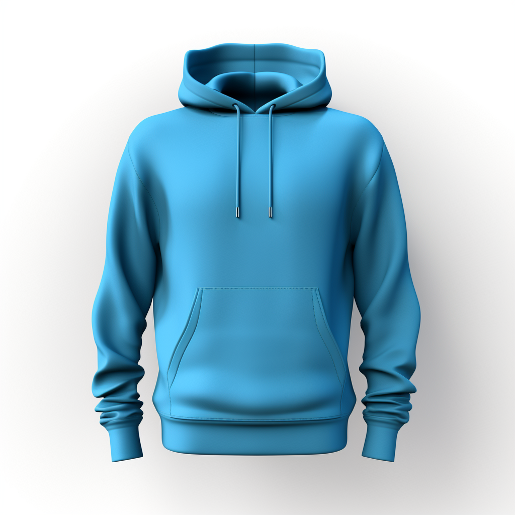 Stylish blue hoodie on white background