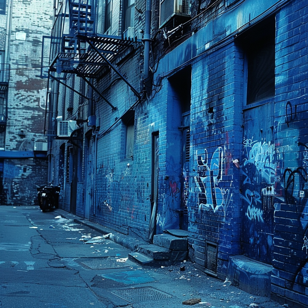 Graffiti-like Blue Street Wall