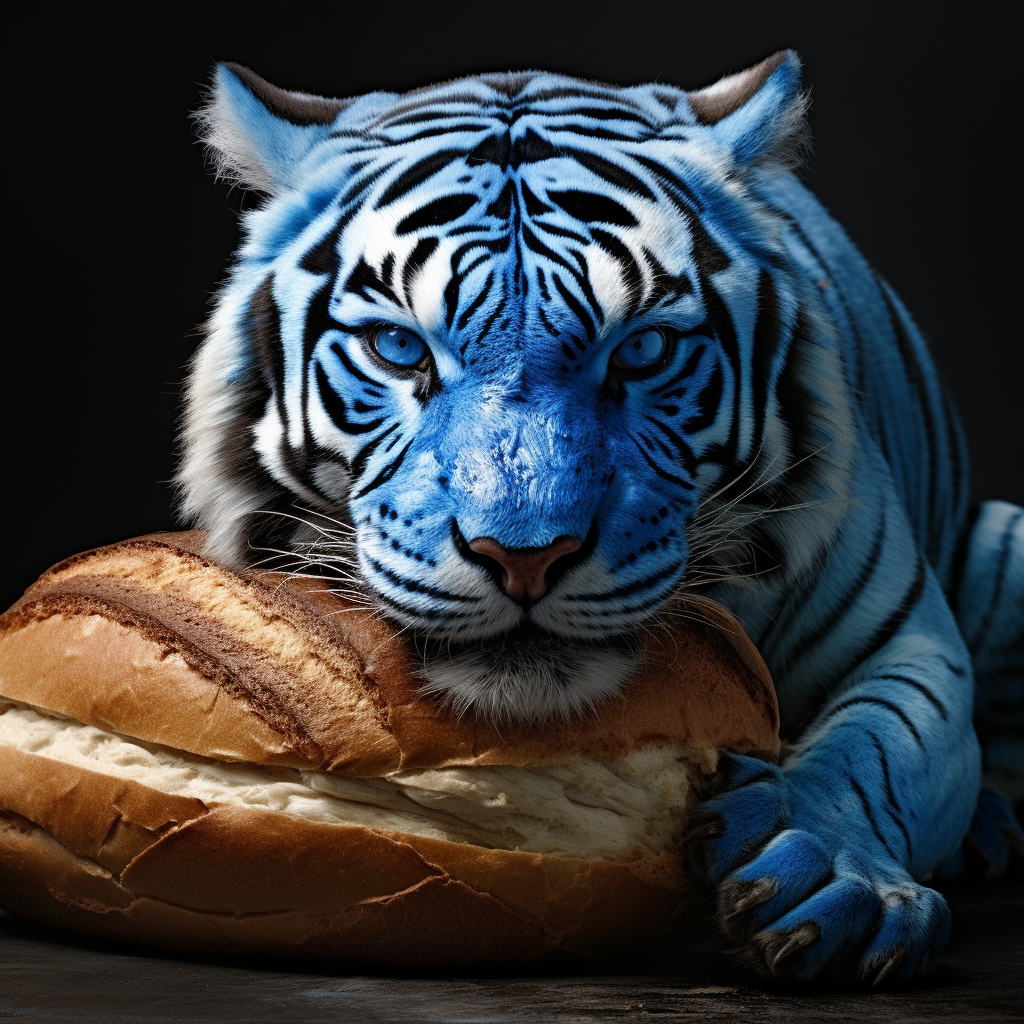 Blue Tiger resting on bread