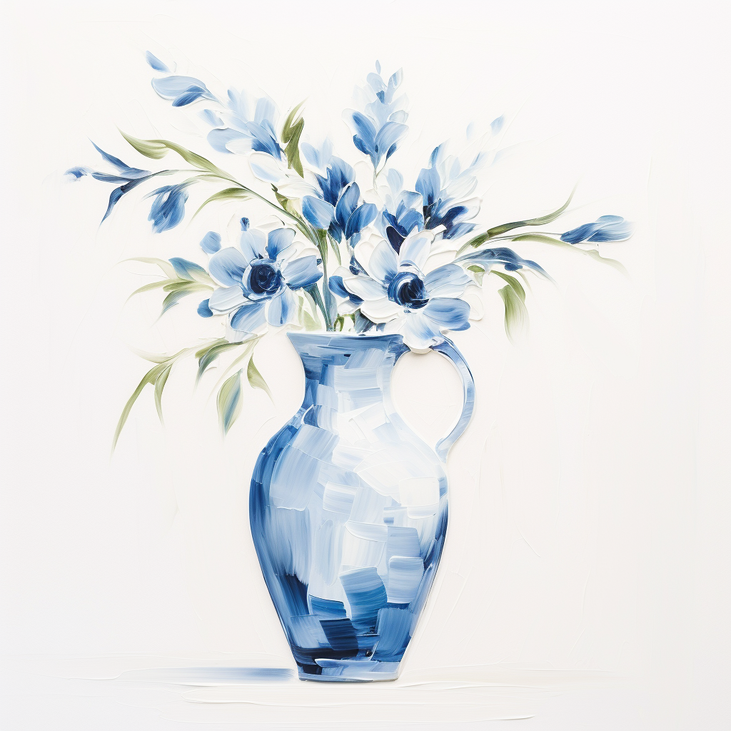 Colorful blue vase on white background