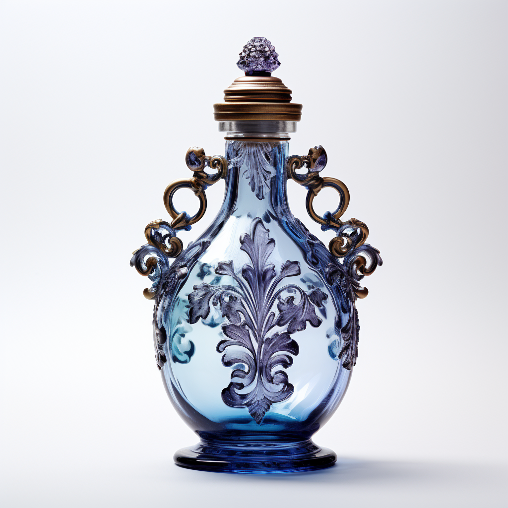 Beautiful blue vintage bottle on white background