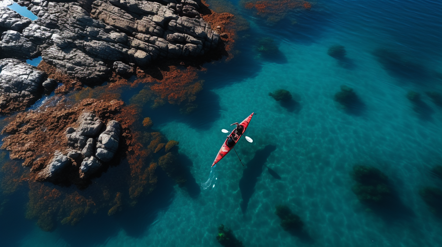 Two-person kayak in stunning blue water