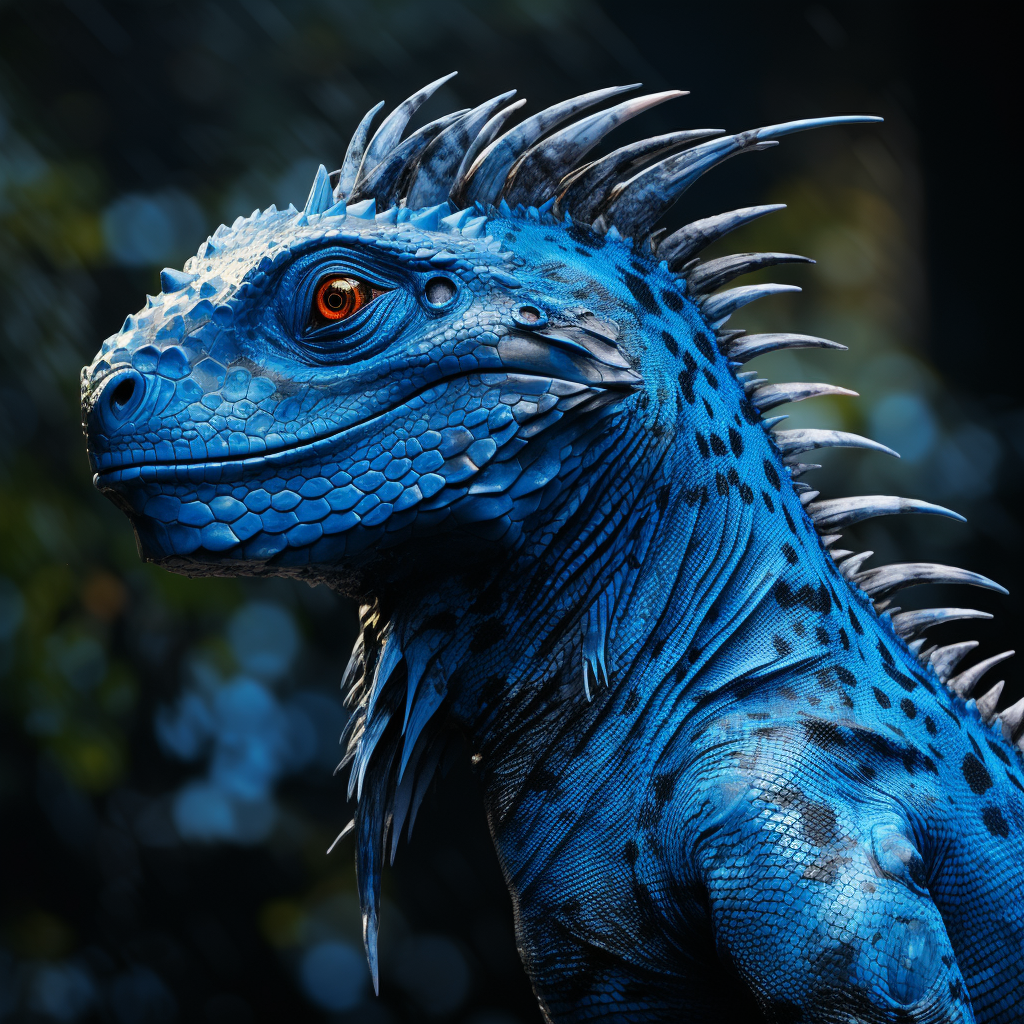 Blue werelizard creature in action