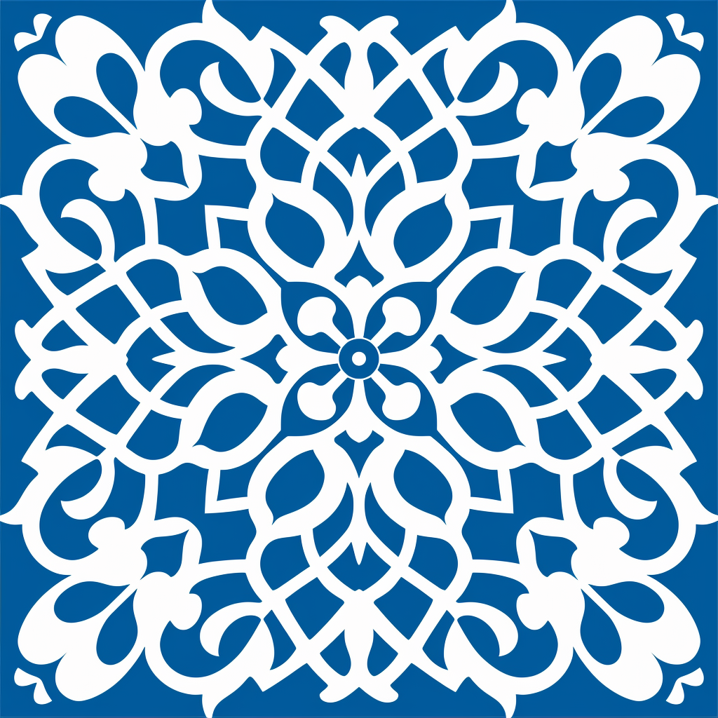 Blue and white Arabic minimalistic pattern