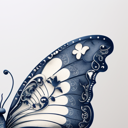 Blue and white butterfly with realistic and fantasy elements