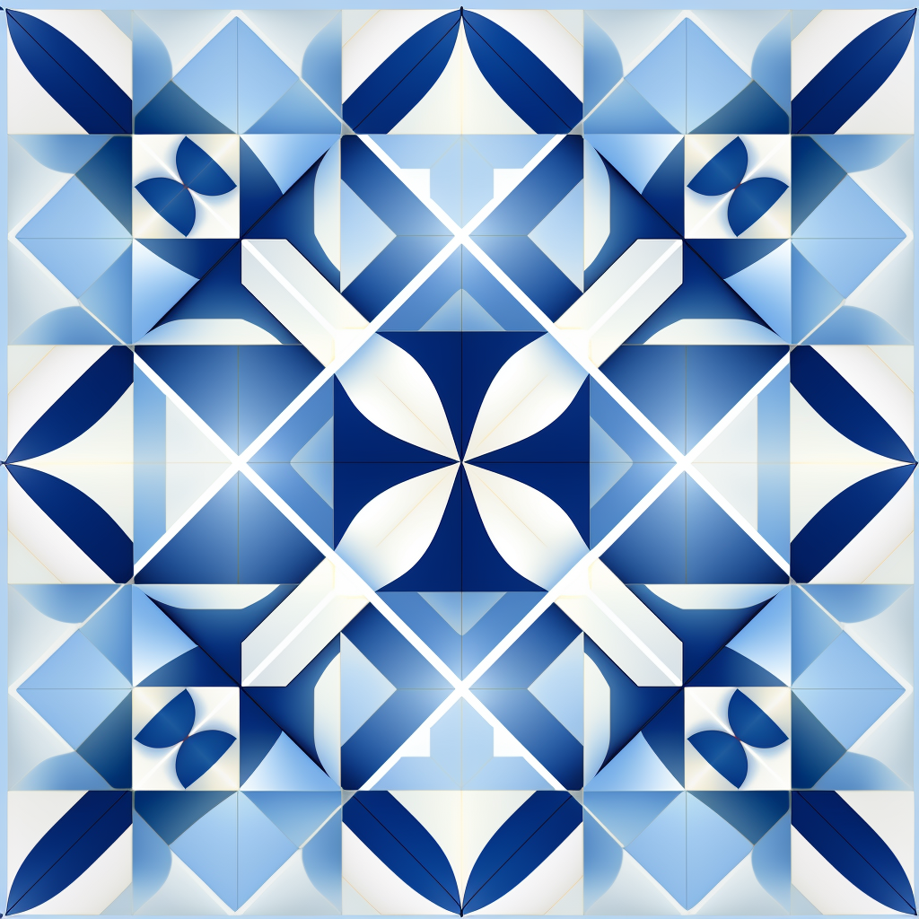 Abstract geometric pattern in blue and white