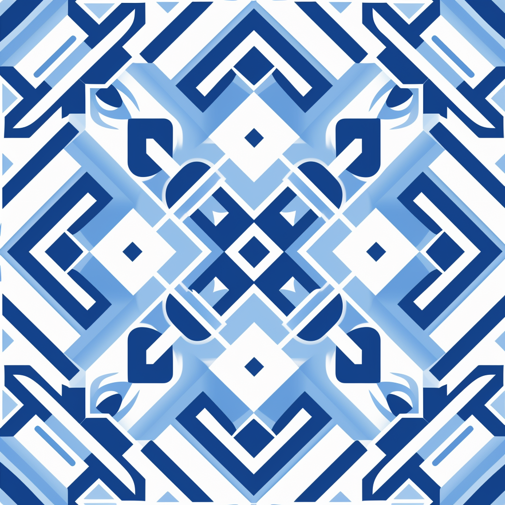 Blue and white Greek pattern