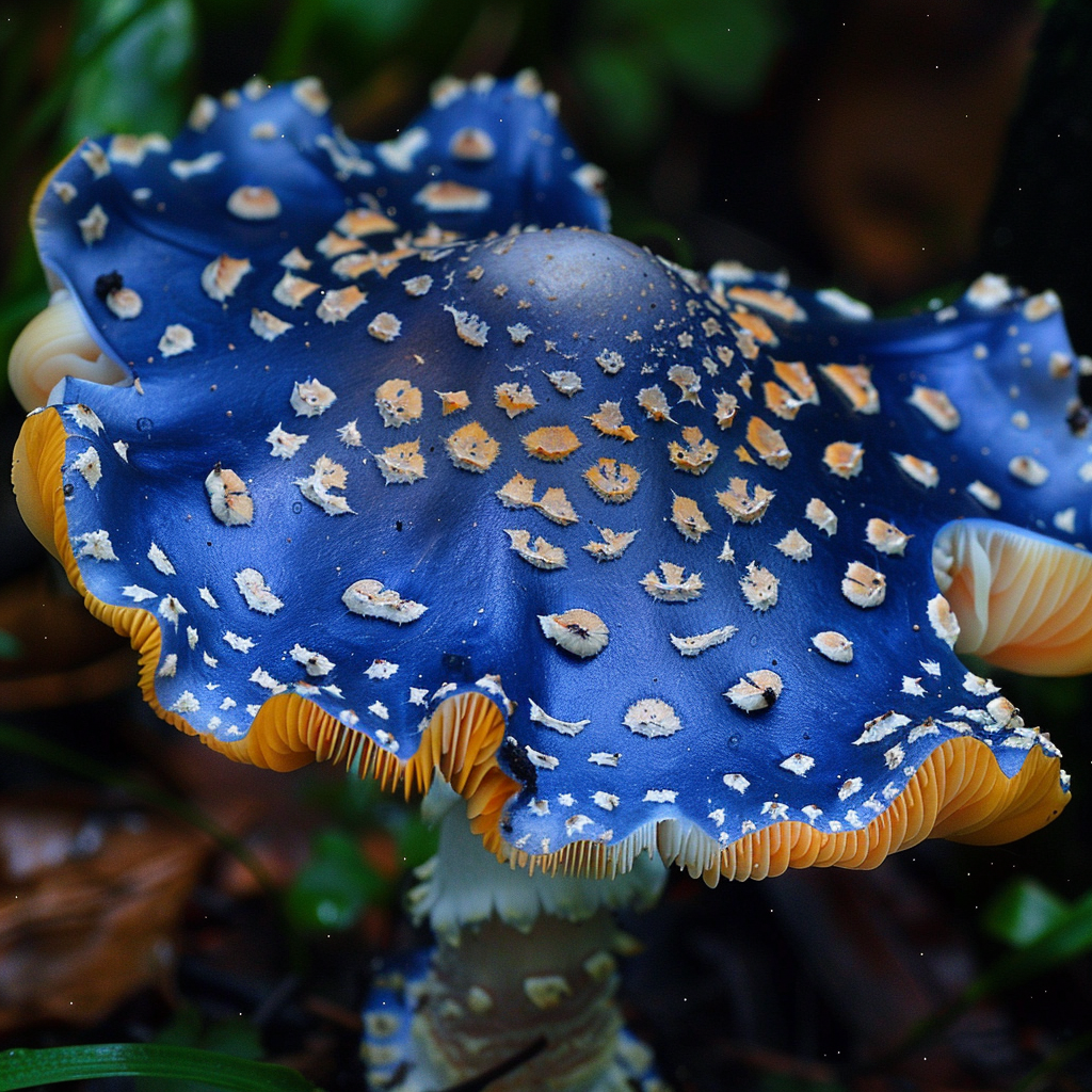 Beautiful Blue White Mushroom Fantasy