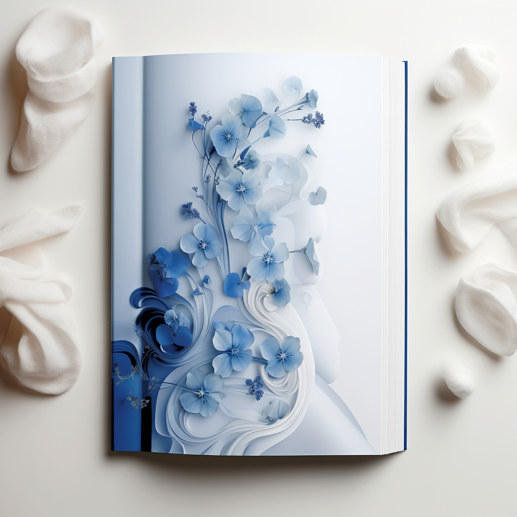 Photo digital book with blue and white design