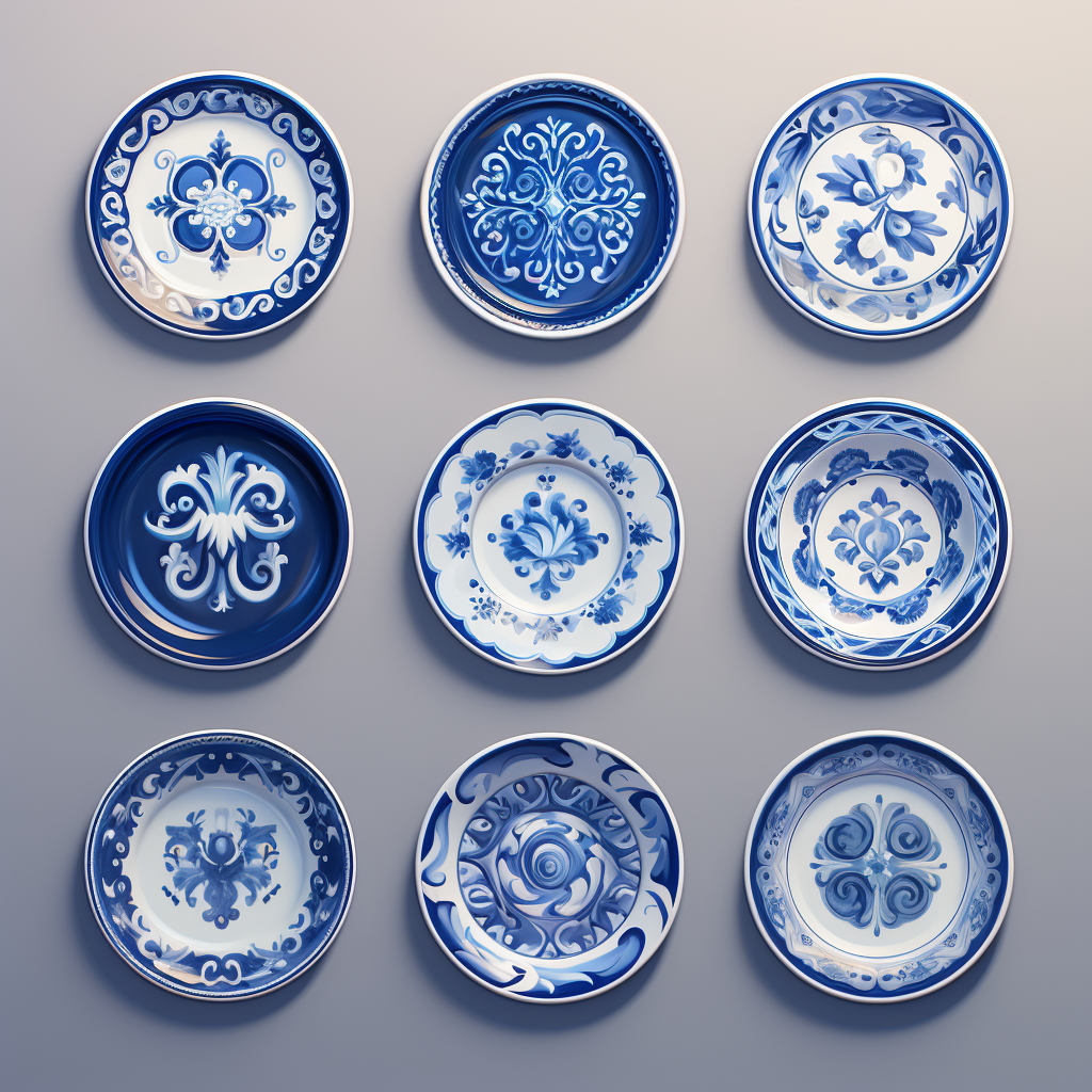 Blue and white Portuguese plates for display