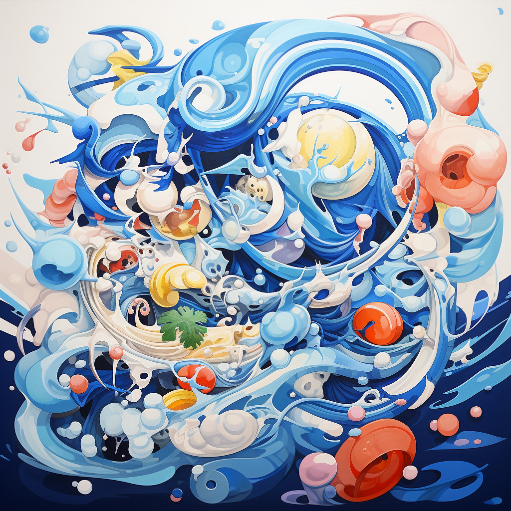 Abstract blue and white 'S' inspired by Tomokazu Matsuyama