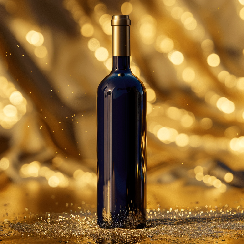 Dark Blue Wine Bottle Mockup