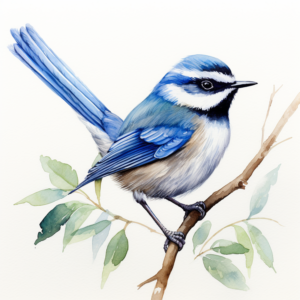 Stunning blue wren watercolour artwork