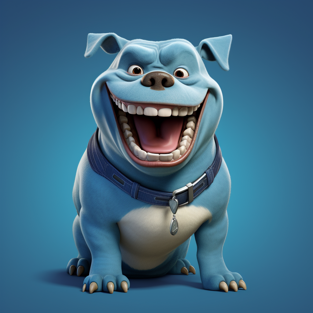 Cheerful blue XL bully sticking out its tongue