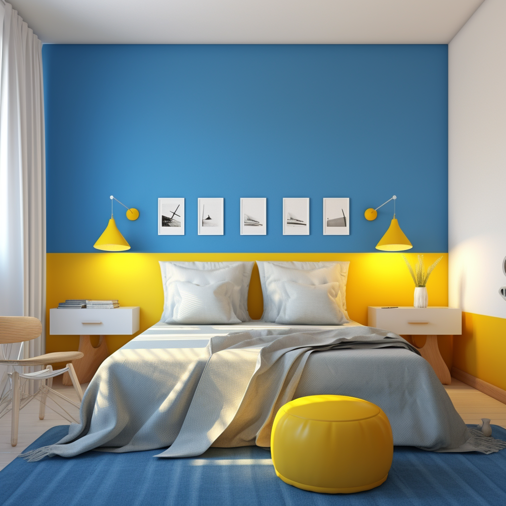 Blue Yellow Bedroom Interiors