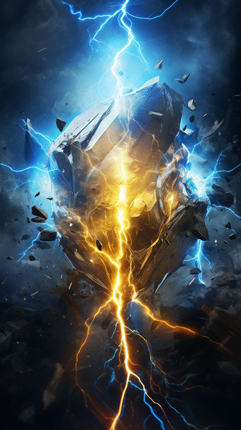 Lightning bolt in blue and yellow colors