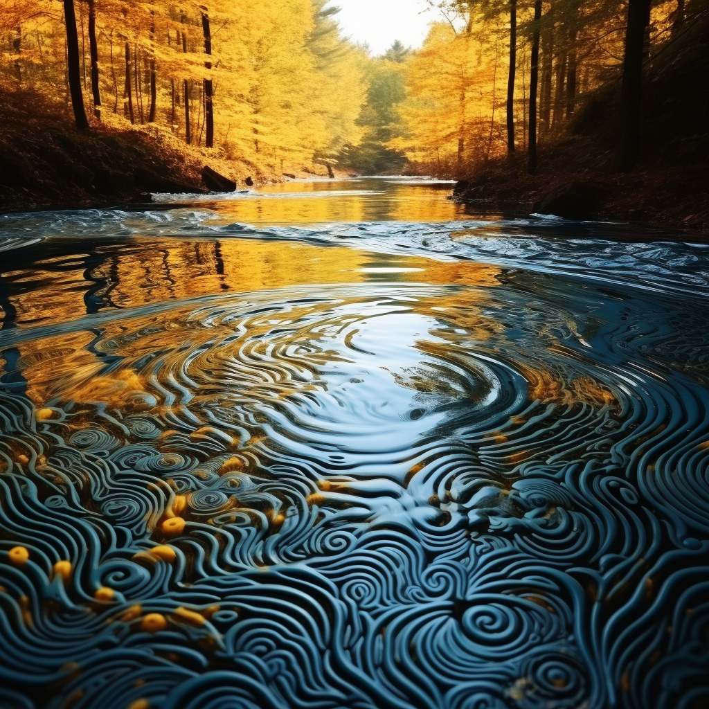 Mesmerizing optical illusion of a whirlpool in blue and yellow