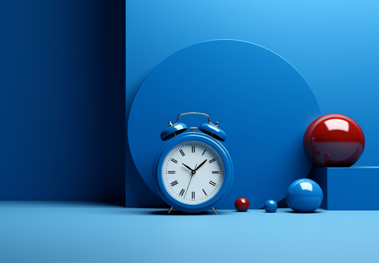 Promotional image with blue background and digital age minimalism