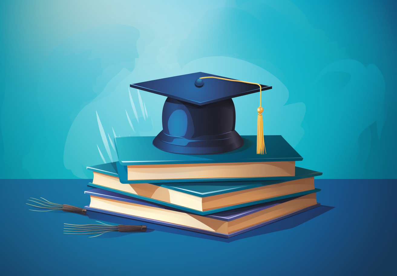 Promotional education training image on blue background