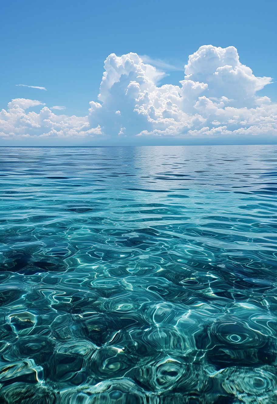 Tranquil blue sea with gentle waves