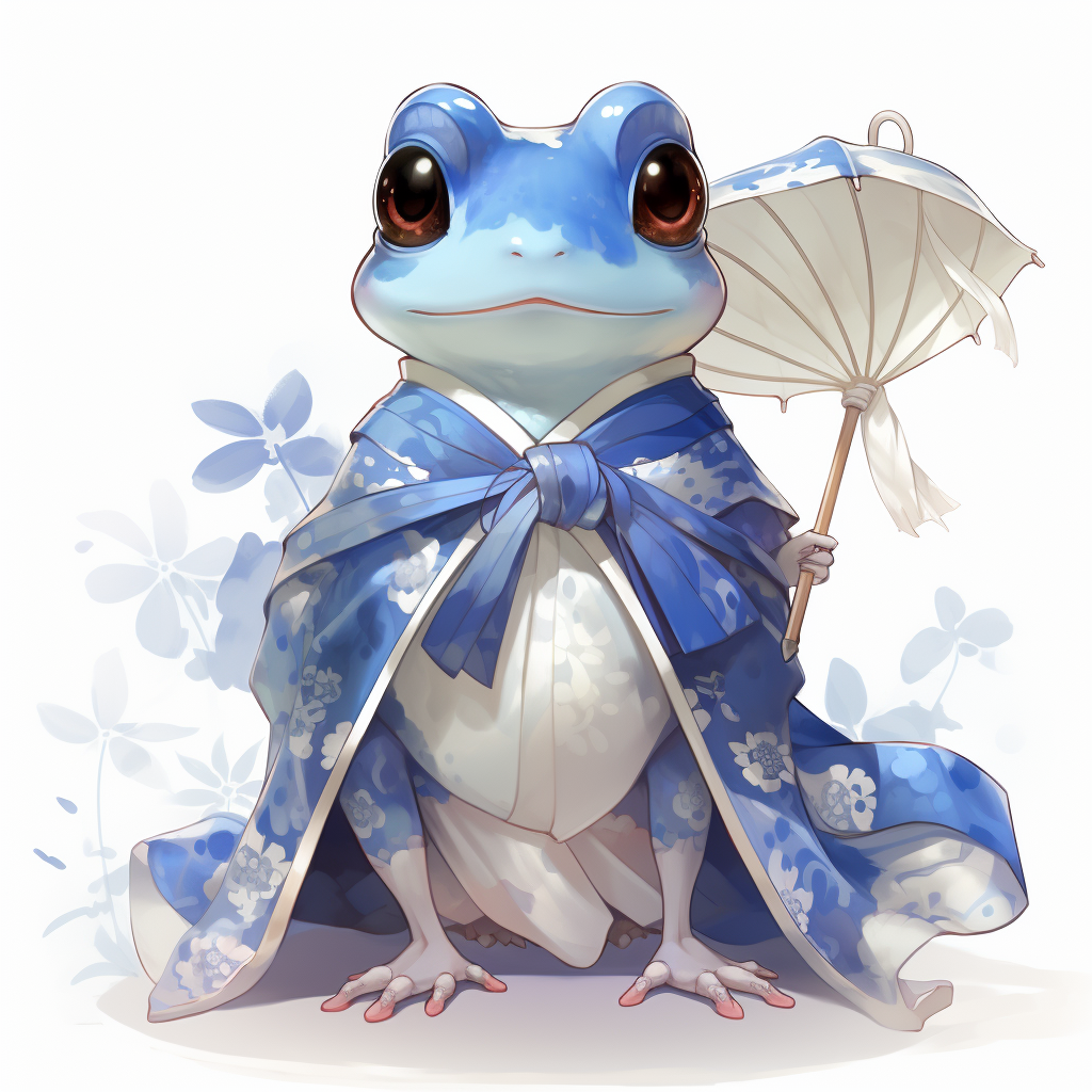 Cute blue frog mascot character