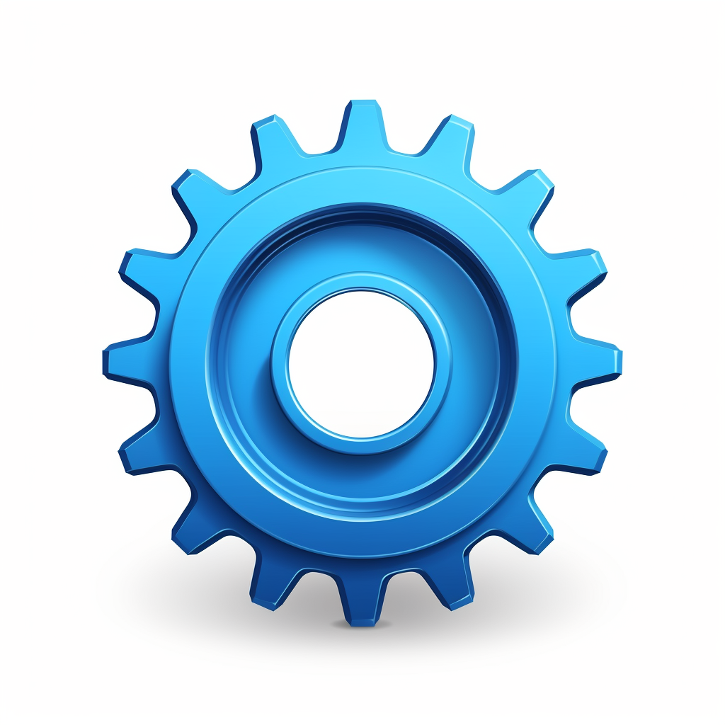 Blue gear icon for website optimization