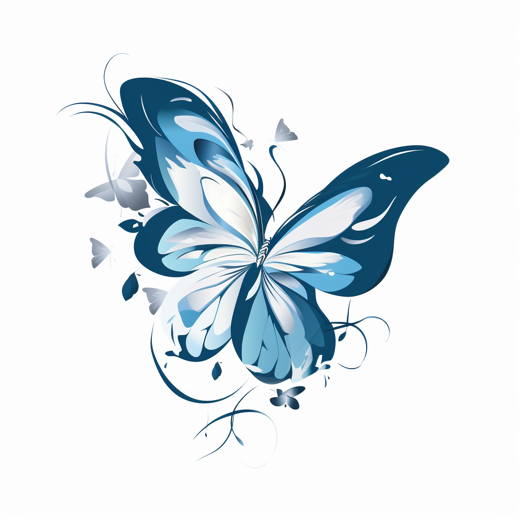 Blue butterfly in flight