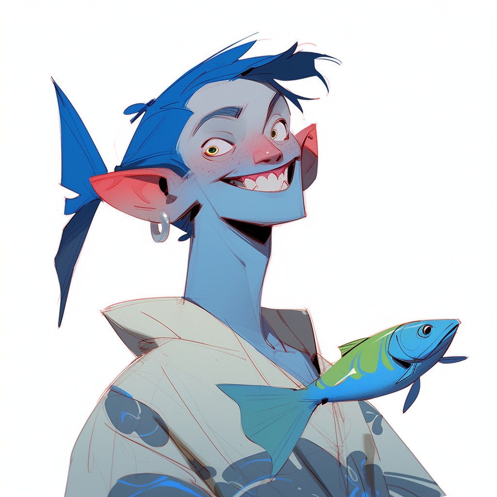 Niji 5: Blue Skin Man with Big Smile