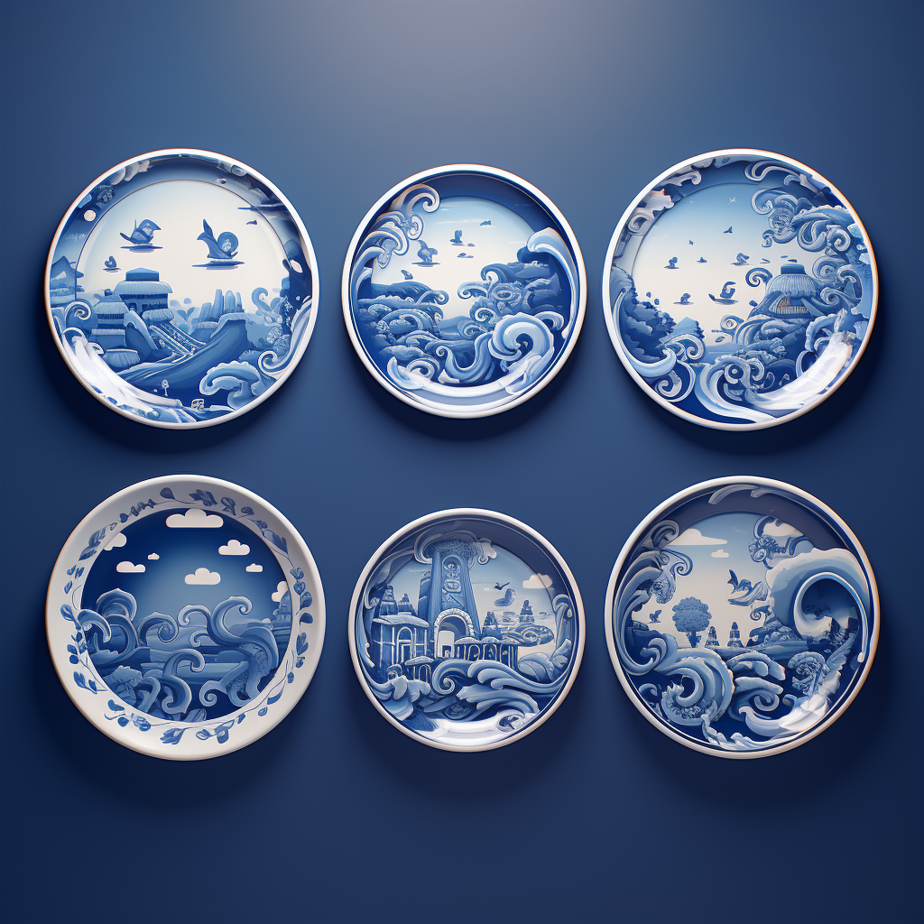 Blue and white Portuguese plates